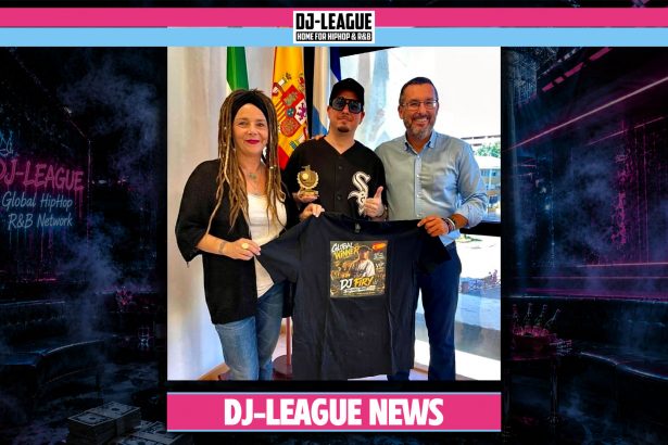 DJ Firy receiving official recognition in La Línea de la Concepción after winning the DJ-League Fan Choice Award 2026