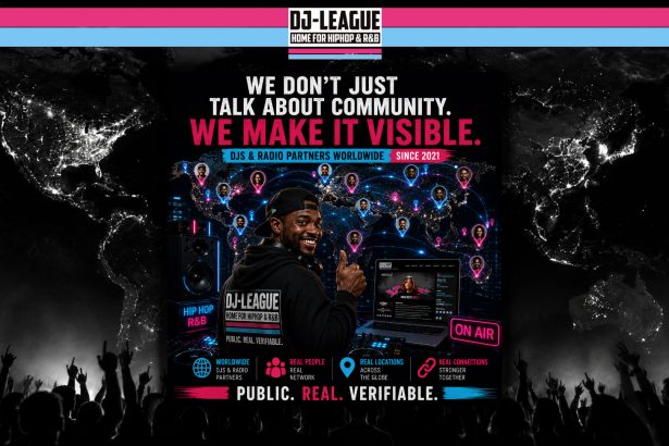 DJ-League World Map showing DJs and radio partners across the global music network