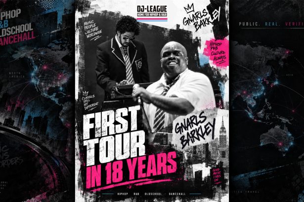 Gnarls Barkley performing live in a DJ-League editorial graphic for their first tour in 18 years.